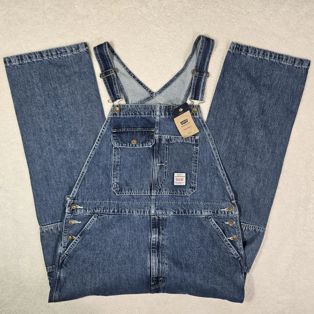 $120 Levis Workwear Loose Overalls Mens Size XL Denim Cotton Blue